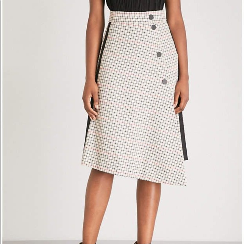 Maje - Asymétrie plaid midi skirt